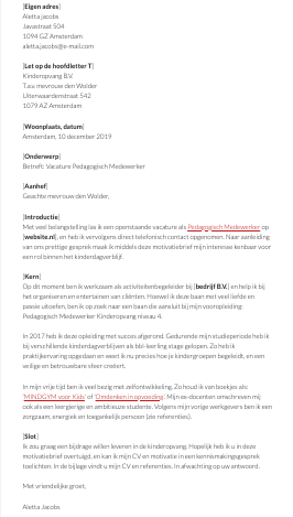 Voorbeeld Motivatiebrief Kinderopvang (2025)