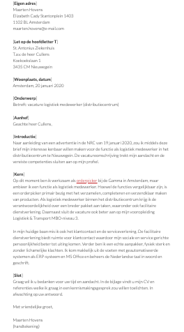 Voorbeeld Motivatiebrief Logistiek Medewerker (2025)