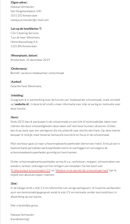 Voorbeeld Motivatiebrief Schoonmaak (2025)