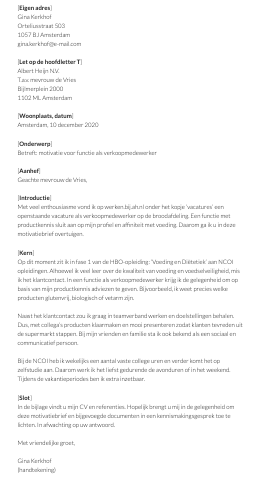 Voorbeeld Motivatiebrief Verkoopmedewerker (2025)