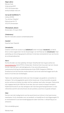 Voorbeeld Motivatiebrief Winkelmedewerker (2025)